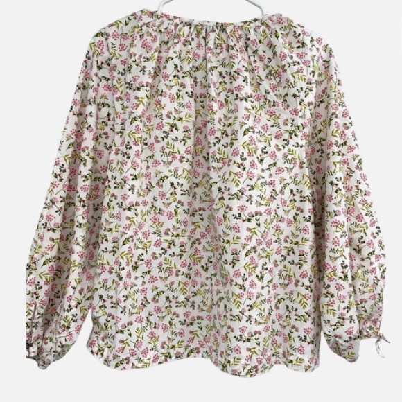 J. Crew Tie Sleeve Button Front Meadow Floral Blouse S - Picture 7 of 12
